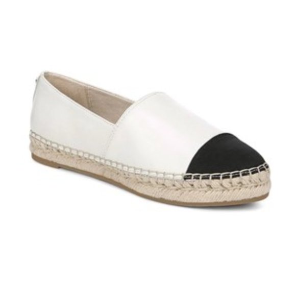 Sam Edelman Krissy Espadrille White and Black Capped Toe Slip Size 8 Loafer - Picture 1 of 10